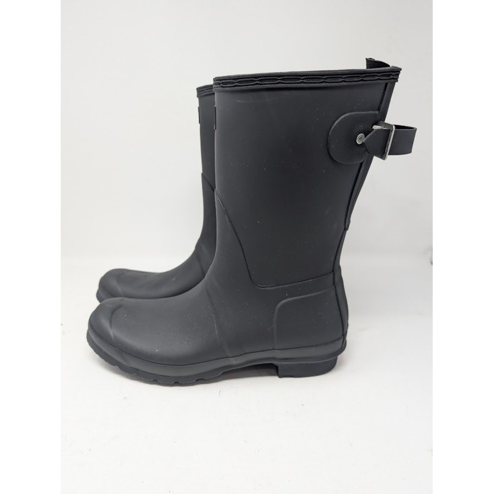 Hunter Original Short Back Adjustable Rain Boots Black Women's sz 10